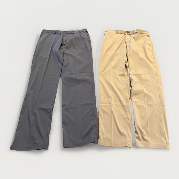 Lot Of 2 Nike Golf Mens Gray Tan Dri-Fit Straight Pants Size 34x34 833194 - Picture 1 of 11